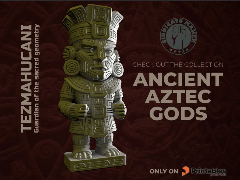 Tượng 3D Tezmahucani - Vị Thần Hộ Vệ Văn Hóa Aztec Cổ Đại - Image 1