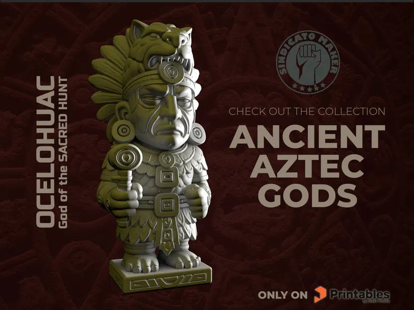 Mô hình 3D Ocelohuac: Tượng vị thần săn bắn Aztec cổ đại - Image 1