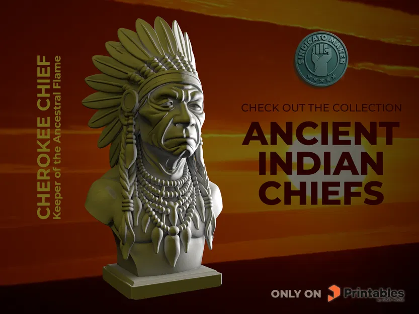 Tượng 3D Tù trưởng Cherokee - Người giữ lửa tổ tiên độc đáo - Image 1