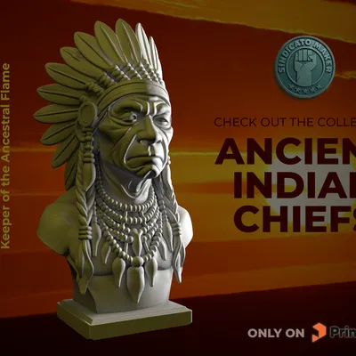 Tượng 3D Tù trưởng Cherokee - Người giữ lửa tổ tiên độc đáo