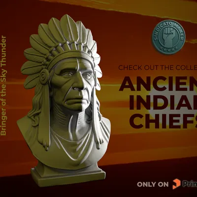 Mô hình 3D tượng bán thân Tù trưởng Sioux oai vệ (Great Sioux Chief)