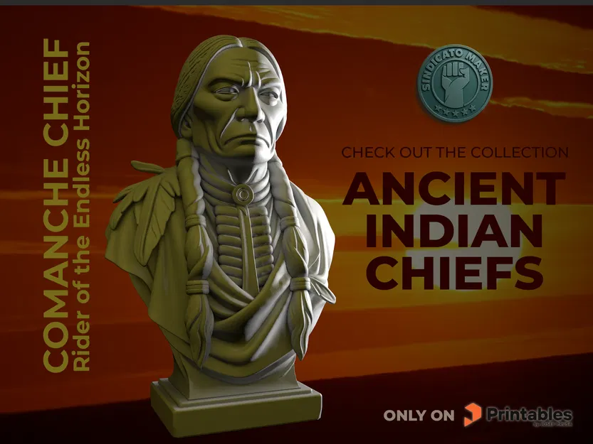 Mô hình Tù trưởng Comanche - Tượng điêu khắc 3D độc đáo - Image 1