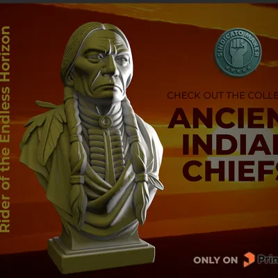Mô hình Tù trưởng Comanche - Tượng điêu khắc 3D độc đáo