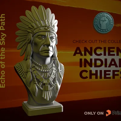 Mô hình 3D tượng Tù trưởng Cayuga - Echo of the Sky Path tinh xảo