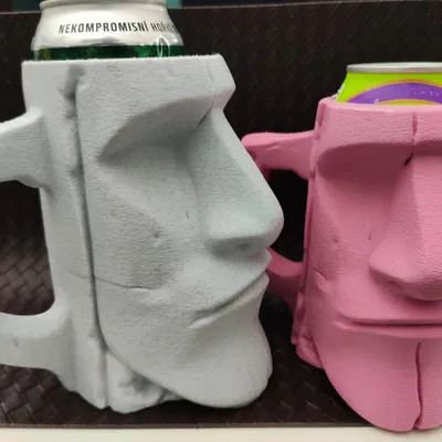 Giá đỡ lon hình tượng Moai (cho lon 0.5L + 12oz) - Cốc đựng bia