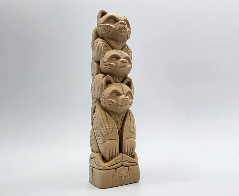Mô hình cột Totem ba chú gấu trang trí 3D tinh xảo - Image 1