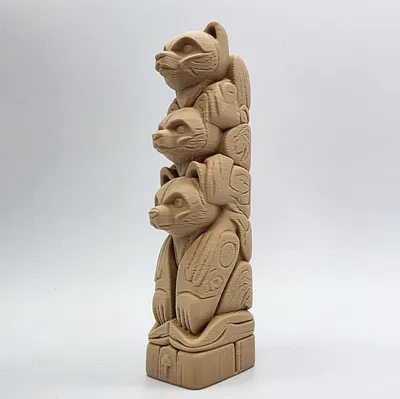 Mô hình cột Totem ba chú gấu trang trí 3D tinh xảo