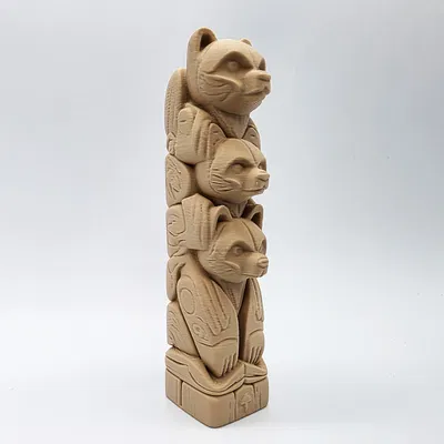 Mô hình cột Totem ba chú gấu trang trí 3D tinh xảo