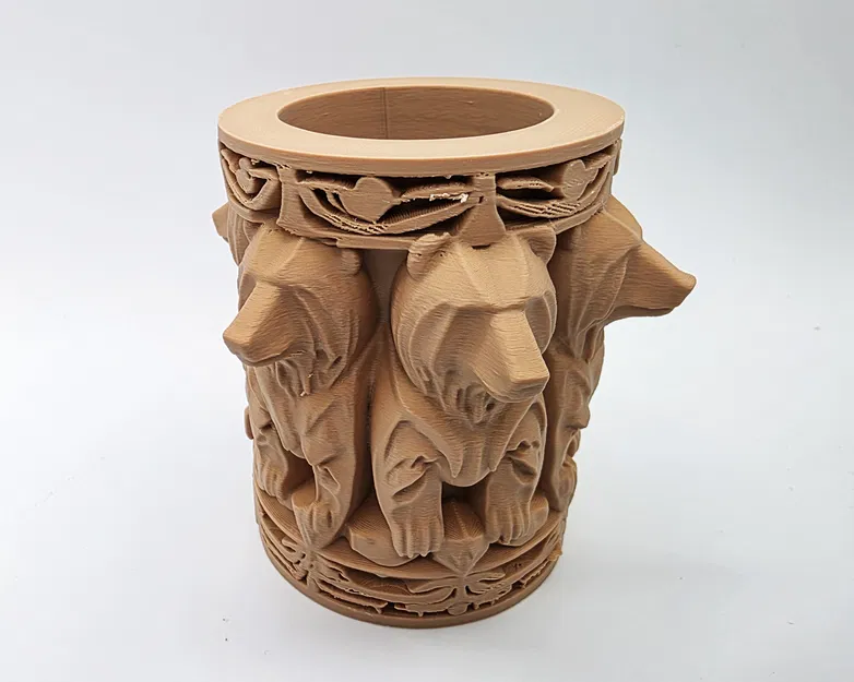 Cốc đựng bút hình gấu khắc 3D trang trí độc đáo - Image 1