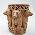 Cốc đựng bút hình gấu khắc 3D trang trí độc đáo - Thumbnail 2