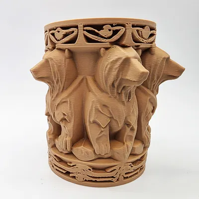 Cốc đựng bút hình gấu khắc 3D trang trí độc đáo