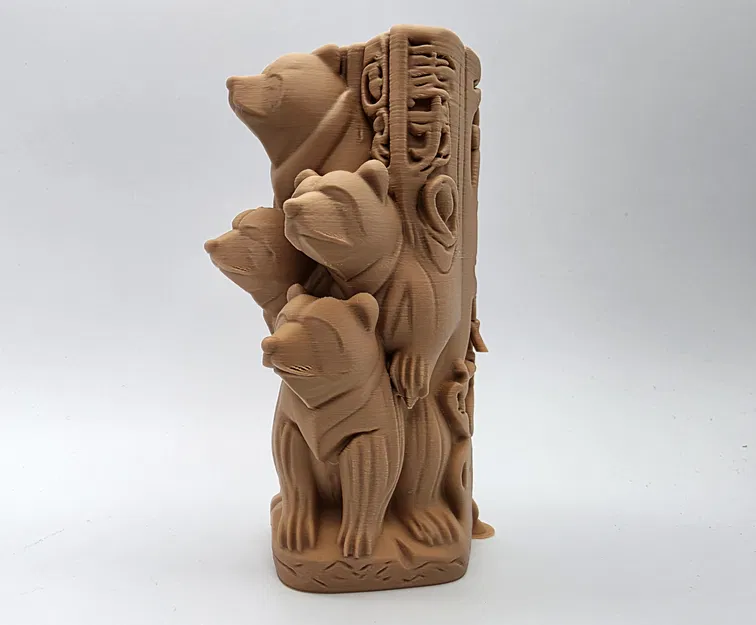 Tượng gia đình gấu 3D trang trí nghệ thuật (Carved Wood Bear Family) - Image 1