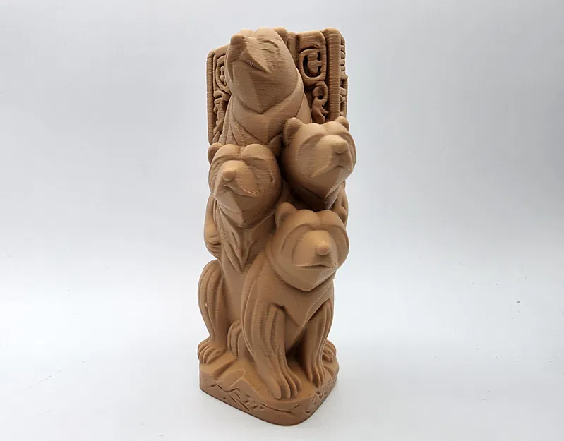 Tượng gia đình gấu 3D trang trí nghệ thuật (Carved Wood Bear Family) - Image 2