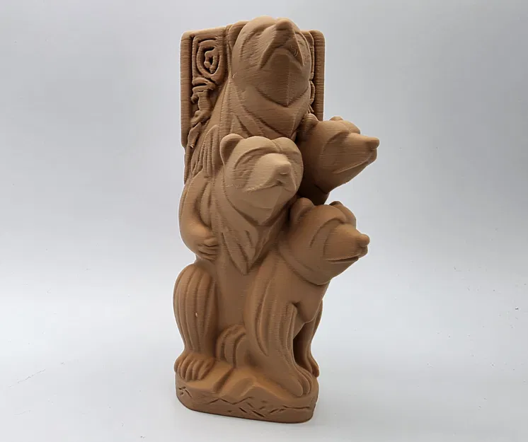 Tượng gia đình gấu 3D trang trí nghệ thuật (Carved Wood Bear Family) - Image 3