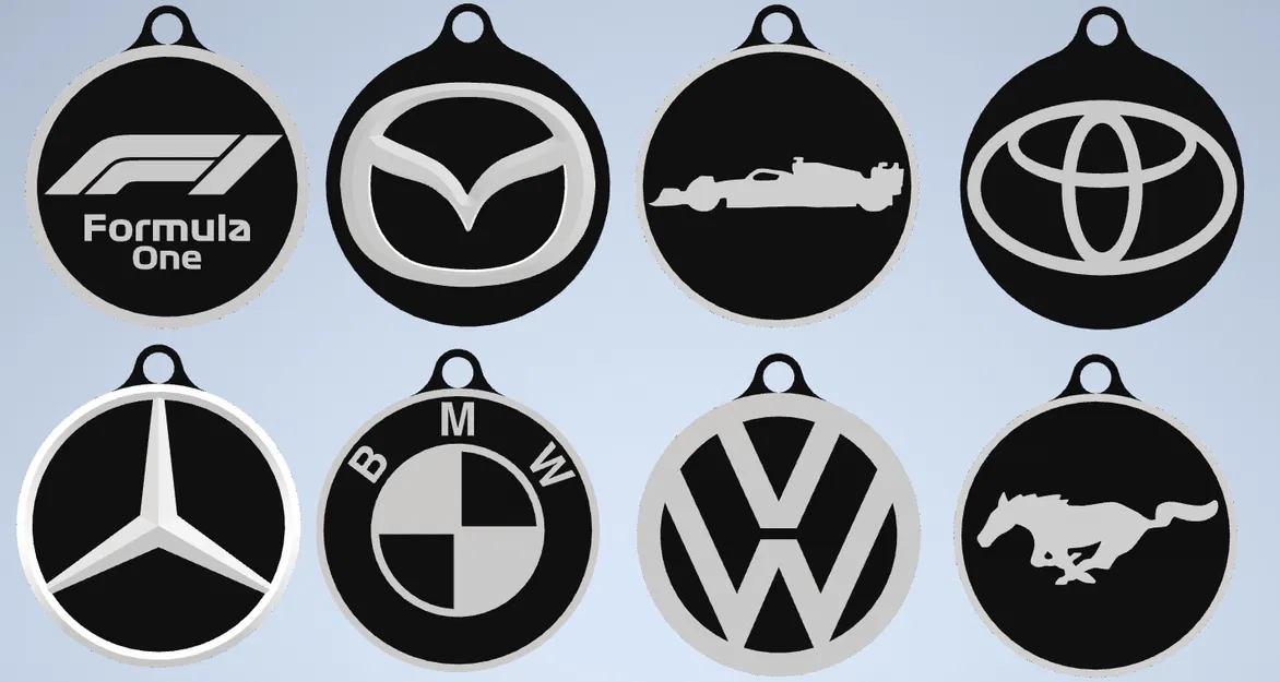 Bộ sưu tập móc khóa logo xe 3D đa dạng: Toyota, BMW, Mercedes - Image 1