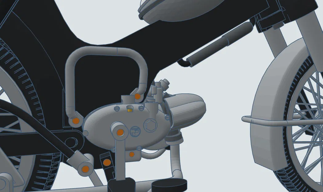 Mô hình xe cổ Puch MV50 1974 tỷ lệ 1:8 - Dự án in 3D cực chất - Image 24