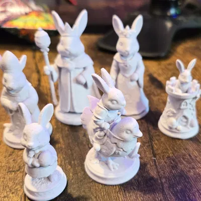 Bộ quân cờ vua Easter Bunny in 3D độc đáo cho Lễ Phục Sinh