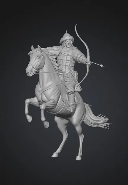 Mô hình 3D Cung thủ thảo nguyên cưỡi ngựa cực chi tiết - Image 1