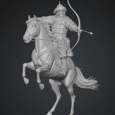 Mô hình 3D Cung thủ thảo nguyên cưỡi ngựa cực chi tiết