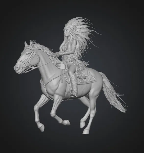 Mô hình 3D Feathered Dawn Rider: Nữ chiến binh cưỡi ngựa tinh xảo - Image 1