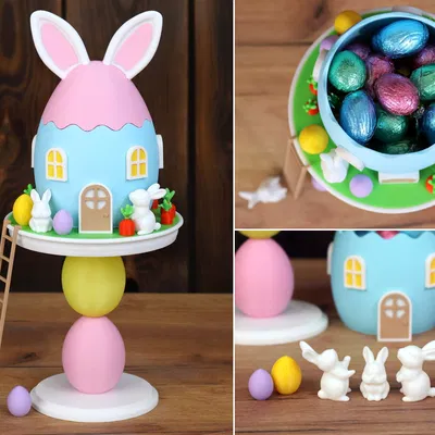 Mô hình trang trí ngôi nhà thỏ Phục sinh cực đáng yêu