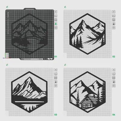 Tranh Treo Tường Hexagon Mountains - v3