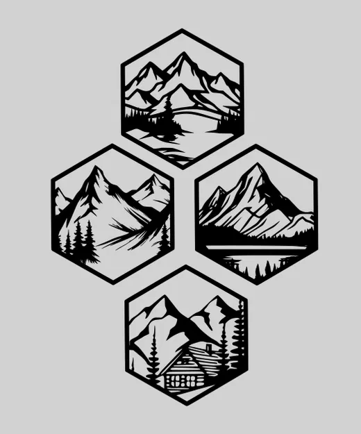 Tranh Treo Tường Hexagon Mountains - v3 - Image 3