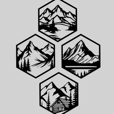 Tranh Treo Tường Hexagon Mountains - v3