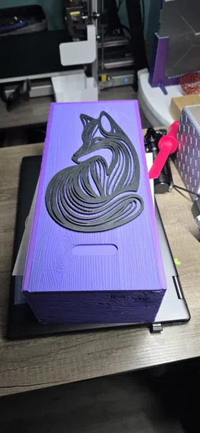 Hộp đựng đồ cỡ lớn vân gỗ với nắp hình cáo - Image 4