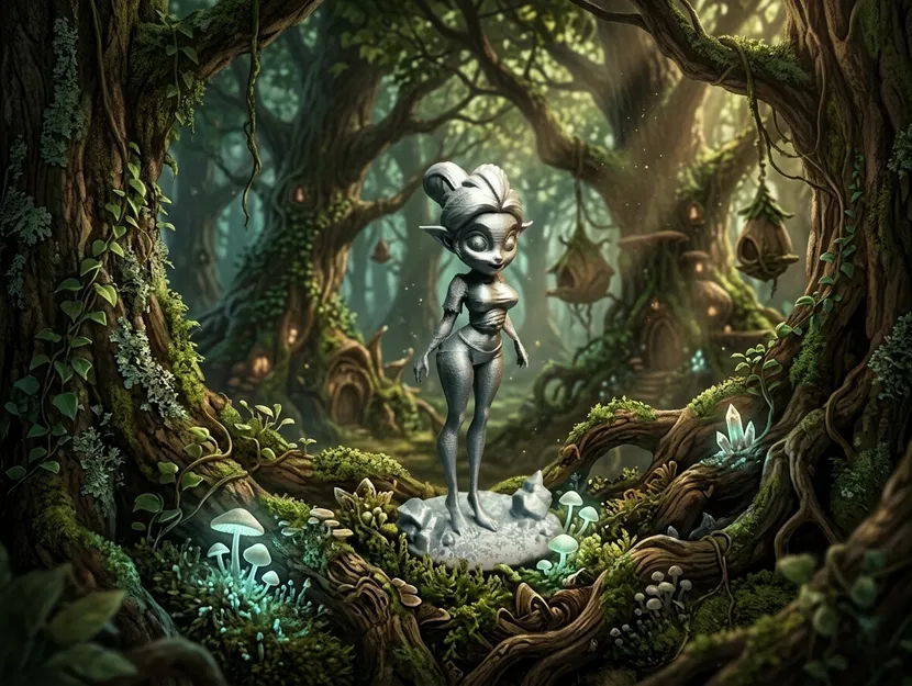 Mô hình Nàng Elf dễ thương – Tượng nhỏ Fantasy STL - Image 1