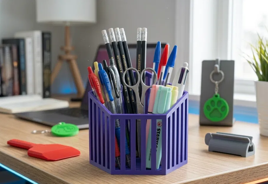 Khay Đựng Đồ Để Bàn Hình Học Tối Giản Màu Tím - Image 1