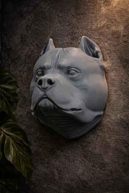 Mô hình trang trí treo tường đầu chó American Bully in 3D - Image 1