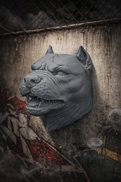 Mô hình treo tường đầu chó Pitbull cực chất trang trí nhà cửa - Image 1