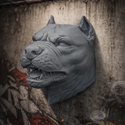 Mô hình treo tường đầu chó Pitbull cực chất trang trí nhà cửa