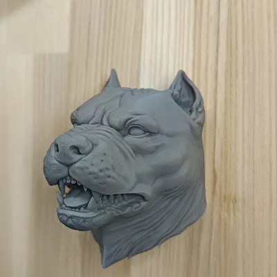 Mô hình treo tường đầu chó Pitbull cực chất trang trí nhà cửa