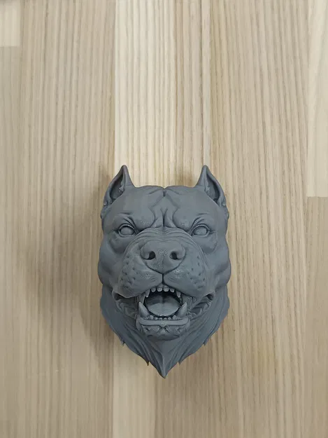 Mô hình treo tường đầu chó Pitbull cực chất trang trí nhà cửa - Image 3