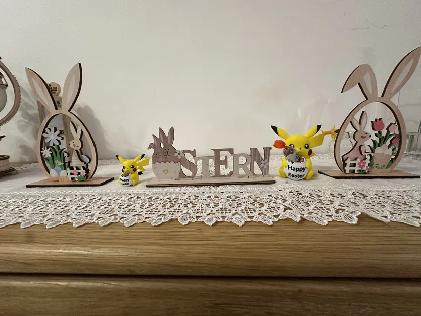 Mô hình 3D Pikachu Happy Easter trang trí và đựng kẹo cực xinh - Image 1