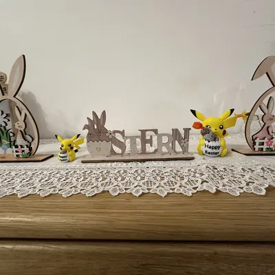Mô hình 3D Pikachu Happy Easter trang trí và đựng kẹo cực xinh
