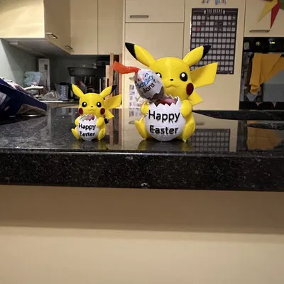 Mô hình 3D Pikachu Happy Easter trang trí và đựng kẹo cực xinh