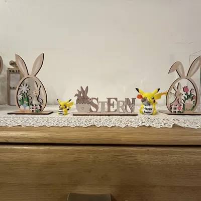Mô hình 3D Pikachu Happy Easter trang trí và đựng kẹo cực xinh