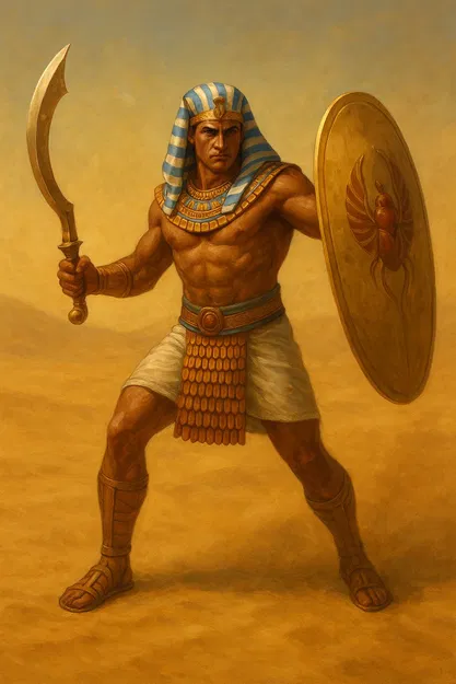 Mô hình 3D chiến binh Ai Cập cổ đại cùng kiếm Khopesh và khiên - Image 2