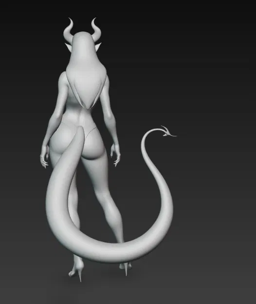 Mô hình 3D nữ quỷ bò sát quyến rũ để trưng bày - Image 2