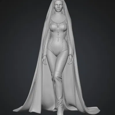 Mô hình 3D Nữ Tu Kiêu Sa Cloistered Elegance Nun ấn tượng