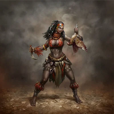 Mô hình 3D nữ chiến binh Bloodfeather Huntress cực chi tiết