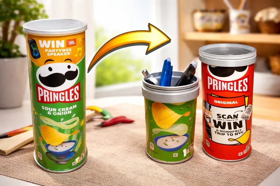 Ống cắm bút từ lon Pringles – Tái chế DIY - Image 1