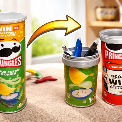 Ống cắm bút từ lon Pringles – Tái chế DIY