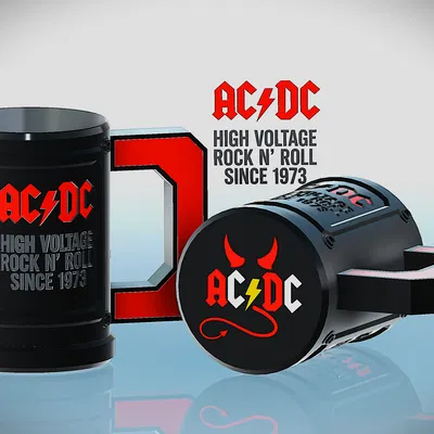 Ốp cốc trang trí phong cách AC/DC (Mô hình lắp ráp)