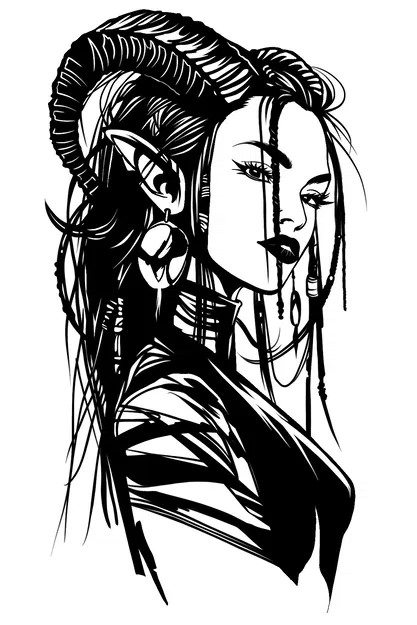 Tranh treo tường 3D nghệ thuật Succubus phong cách line art cực chất - Image 1