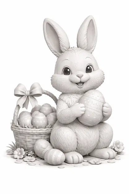 Chú thỏ Phục sinh dễ thương cầm giỏ trứng – Mô hình in 3D trang trí - Image 1
