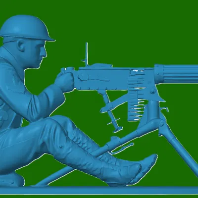 Mô hình lính súng máy Anh Thế chiến I (British Machine Gunner) 3D
